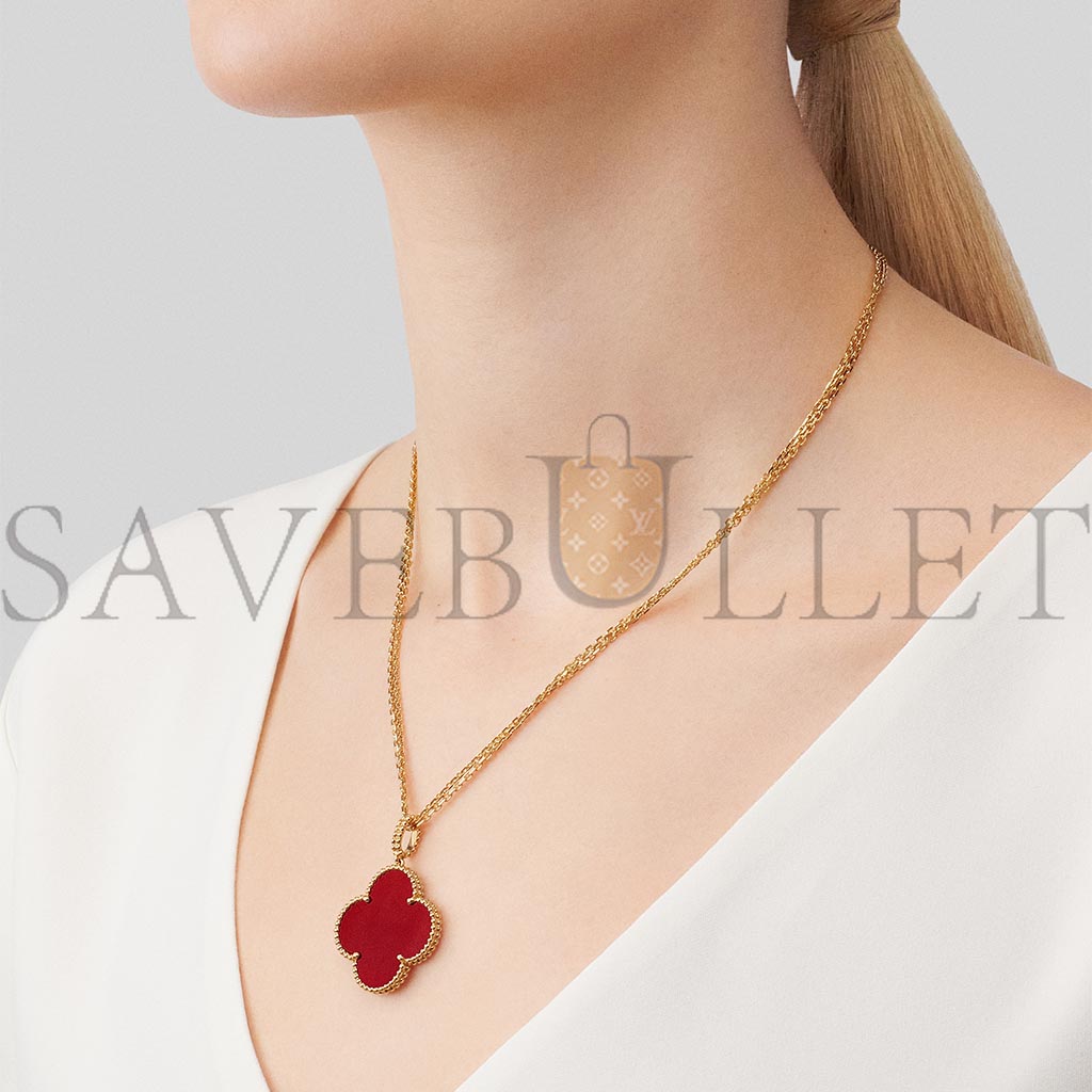 VAN CLEEF & ARPELS MAGIC ALHAMBRA LONG NECKLACE, 1 MOTIF - YELLOW GOLD, CARNELIAN  VCARO49N00